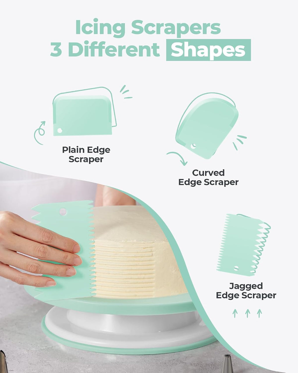 158 Cake Decorating Kit Baking Supplies Tools for Beginners & Pros Cake Stand Turntable, Icing Piping Tips, Disposable Reusable Pastry Bag, Spatulas, Video Tutorial, Pattern Chart