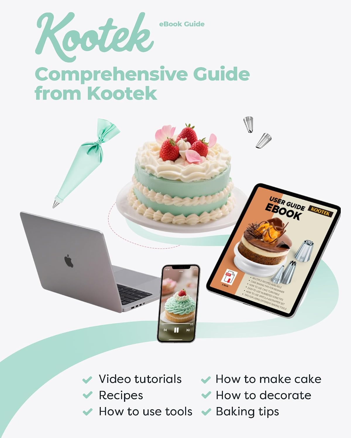 158 Cake Decorating Kit Baking Supplies Tools for Beginners & Pros Cake Stand Turntable, Icing Piping Tips, Disposable Reusable Pastry Bag, Spatulas, Video Tutorial, Pattern Chart