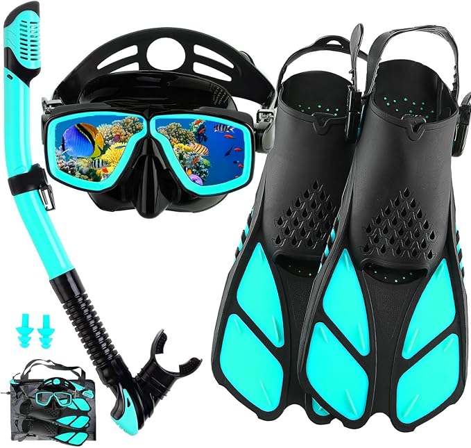 Snorkeling Gear for Adults with Bag Anti-Fog Snorkel Sets for Travel