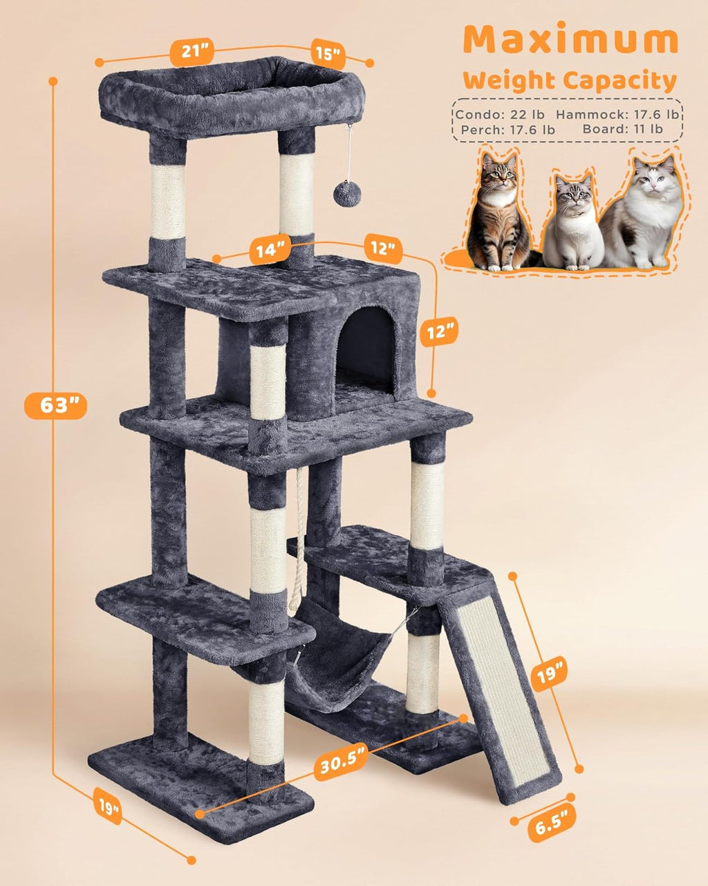 Sturdy Cat Tower for Heavy Cats, Indoor