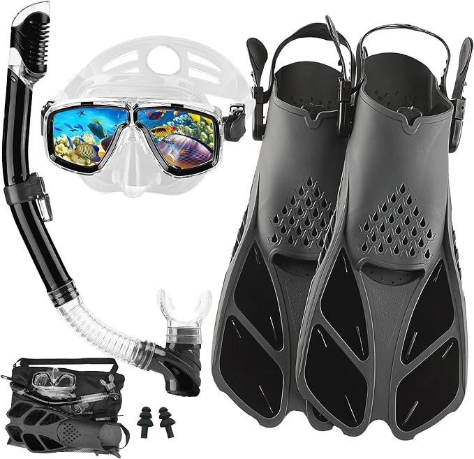 Snorkeling Gear for Adults with Bag Anti-Fog Snorkel Sets for Travel